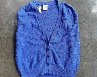 Vintage 90s American Weekend Knit Blue Sweater Vest Men's Large