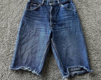 Vintage Lee Denim Shorts Juniors 7 Blue Distressed Cutoff 5-Pocket Casual Summer