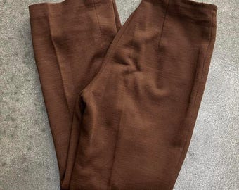 Pantalones de trabajo informales de estilo vintage de los años 80, color marrón, cintura 26".