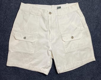 Vintage Campus Crew Cargo Shorts Mens 30 White Cotton Utility Pockets Summer