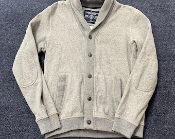 Y2K American Eagle Outfitters Sweater Mens Sm Gray Shawl Collar Cardigan Fleece