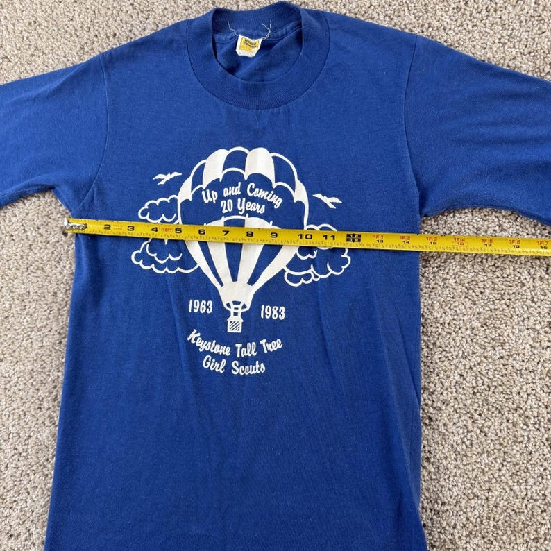 Vintage 80s Girl Scouts Velva Sheen Shirt Mens Small Blue Balloon Tee T-Shirt image 7