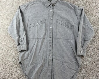 Vintage Cristina MAXX Button Up Shirt Womens Medium Gray Western Studded USA