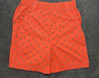 Vintage In Short Bermuda Shorts Mens Medium Orange Geometric Print Elastic Waist
