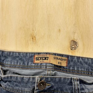 Y2K Seven7 Straight F1 Jeans Mens 36x32 Medium Blue Denim Regular Stretch Casual image 2