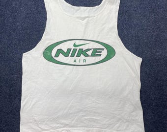Vintage 90s Nike Tank Top Shirt Mens Large White Nike Air Logo Athletic Gym