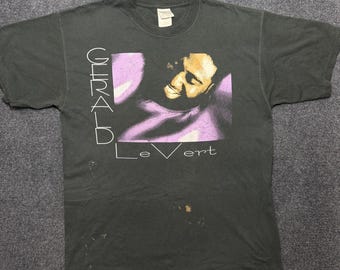Y2K Gerald Levert Shirt Mens Large Black Portrait R&B Singer Graphic Tee T-Shirt