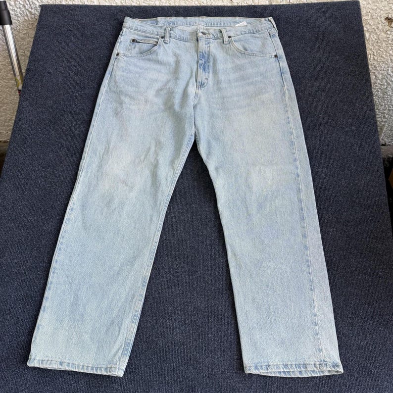 Y2K Wrangler Jeans Mens 36x29 Light Wash Blue Denim Straight Regular Casual image 3