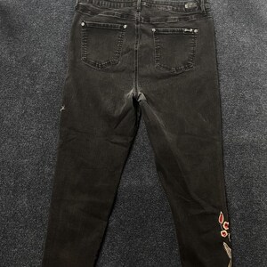Y2K Seven7 High Rise Ankle Skinny Jeans Womens 16 Black Floral Embroidered Denim image 7
