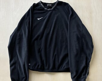 Vintage 90s Nike Sweatshirt Men Small Black Fleece Crewneck Swoosh Logo Athletic