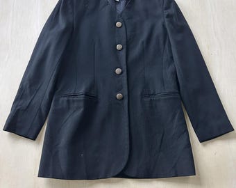 Vintage Casual Corner Blazer Jacket Womens 10 Black Wool Four Button Lined Work