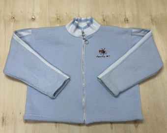 Vintage Lagaci Sport Jacket Womens Large Blue Fleece Full Zip Collared Lined