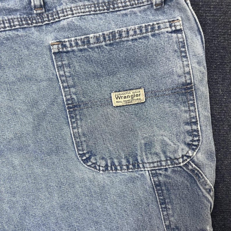 Y2K Wrangler Carpenter Jeans Mens 44x30 Light Denim Relaxed Straight Workwear image 6