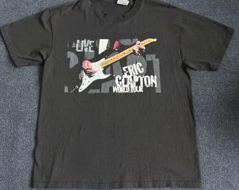 Vintage 1998 Eric Clapton Shirt Mens Large Black World Tour Concert Tee T-Shirt