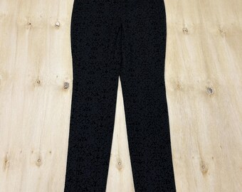 Y2K Style&co. Dress Pants Womens P/S Petite Black Ponte Slim Floral Stretch