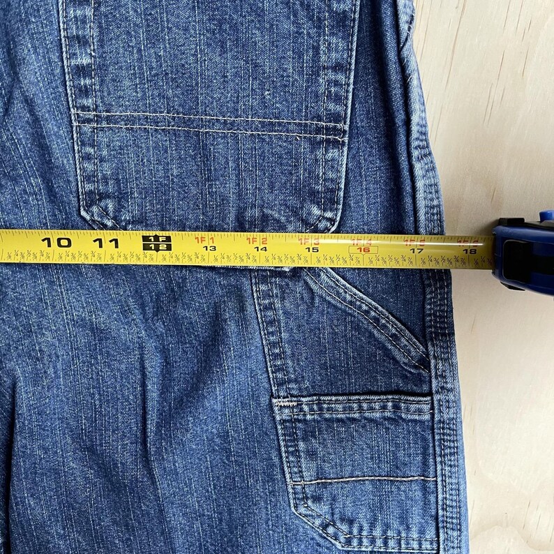 Y2K Wrangler Jeans Co Cargo Shorts Boys 14 Blue Denim Carpenter Utility Pockets image 8