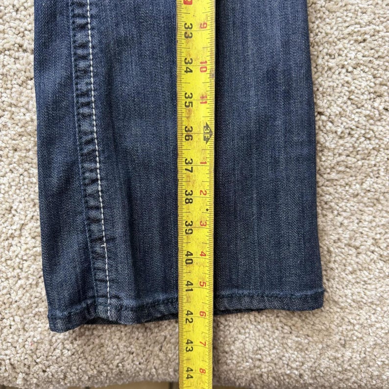 Y2K Seven7 Bootcut Jeans Women 8 Med Wash Blue Stretch Denim Embroidered Pockets image 8