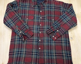 Vintage Premier International Skjortajacka Herr Stor Rutig Flanell Quiltad Fodrad