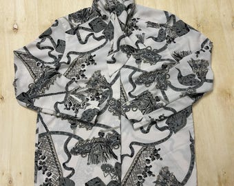 Vintage Alfred Dunner Blouse Womens 8 Floral Collared Long Sleeve Button Front