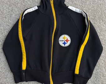 Chaqueta deportiva vintage de los Pittsburgh Steelers de los años 90, talla juvenil 5, color negro, de la NFL.