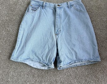 Vintage Wrangler denim shorts dames 14 32W blauwe moeder ontspannen bermuda VS zomer