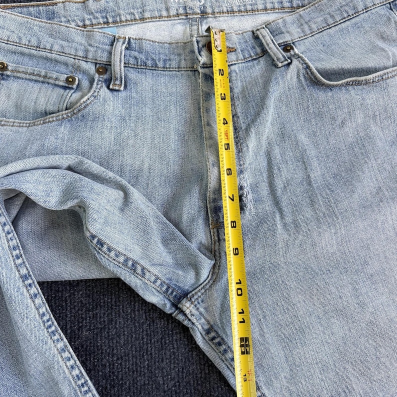 Y2K Wrangler Jeans Mens 36x29 Light Wash Blue Denim Relaxed Straight Retro image 14