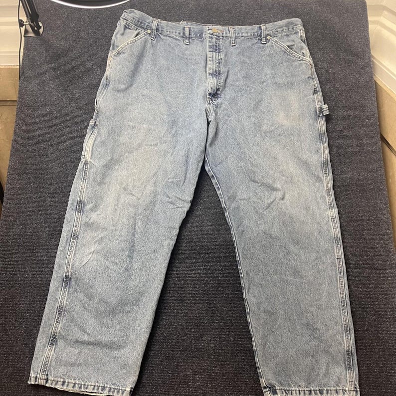 Y2K Wrangler Carpenter Jeans Mens 44x30 Light Denim Relaxed Straight Workwear image 2