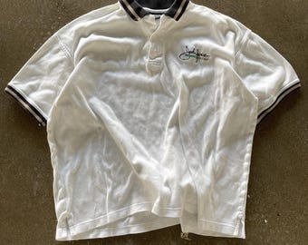 Vintage 90s John Force Racing Polo Shirt Mens Large White Diport USA Embroidered