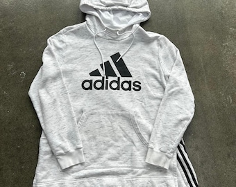Adidas Y2K Grey And Black 3 Stripe Size Large Hoodie