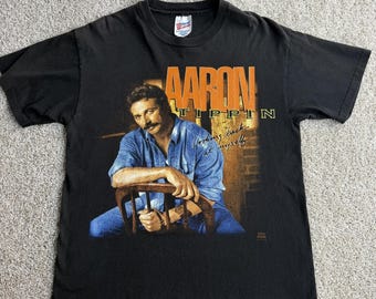 Vintage 1995 Aaron Tippin Hanes Shirt Mens Large Black Tour Country Tee T-Shirt