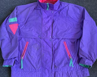 Vintage Cabin Creek Jacket Womens Medium 9-11 Purple Nylon Ski Windbreaker