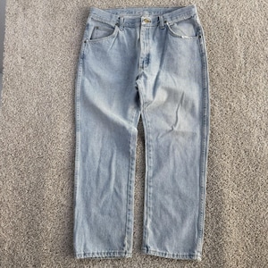 Vintage Wrangler Jeans Mens 33x29 Light Wash Blue Denim Regular Straight Casual image 1