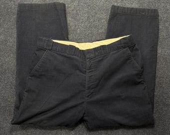 Vintage Sears Work Leisure Pants Mens 40x30 Black Chino Corduroy Relaxed Fit