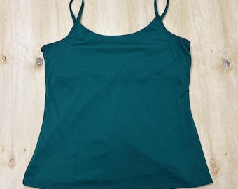 Y2K New York & Company Tank Top Womens Large Green Jersey Cami Camisole Stretch