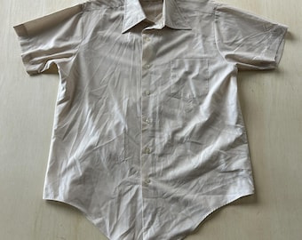 Vintage 70s Permanent Press Dress Shirt Mens 15.5 Beige Short Sleeve USA