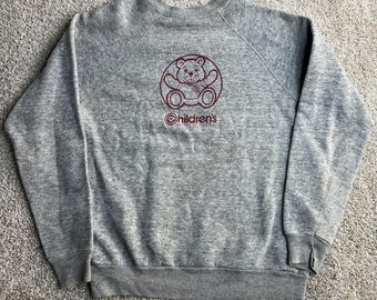 Vintage 80s Children's Hospital Pittsburgh Sweatshirt Large Tultex Teddy Bear
