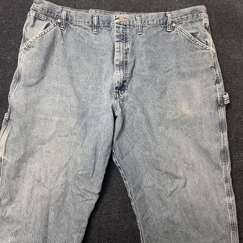 Y2K Wrangler Carpenter Jeans Mens 44x30 Light Denim Relaxed Straight Workwear image 1