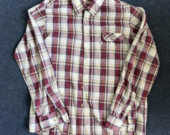 Vintage Levi's Shirt Mens XL Red Plaid Made USA Tailored Long Sleeve Button Up