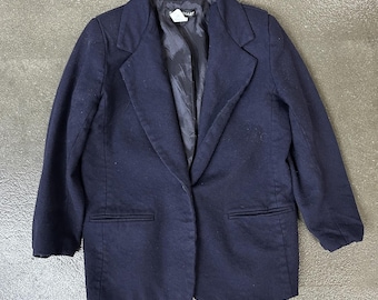 Vintage Savannah-blazer dames 12P marineblauw 100% wol gevoerd gemaakt in de VS Klassiek jaren 90