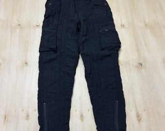 Vintage Jordache Hose Damen 5 Schwarze Nylon Cargo Relaxed Knöchel Zip Taschen Y2K