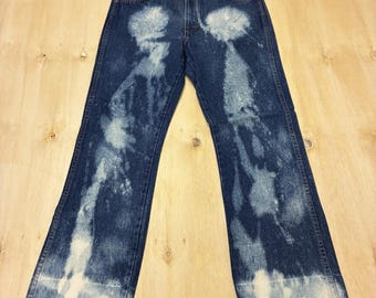 Jeansy Vintage z szerokimi nogawkami, męskie, 32x28, wybielony niebieski, jeans, luźne, z przetarciami