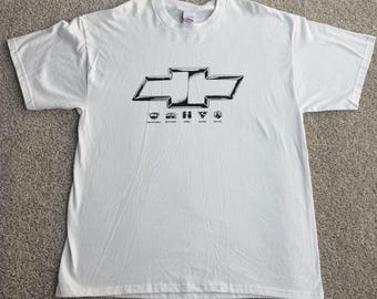 Vintage Chevrolet Shirt Mens XL White Tennessee River Bowtie Logo Automotive Tee