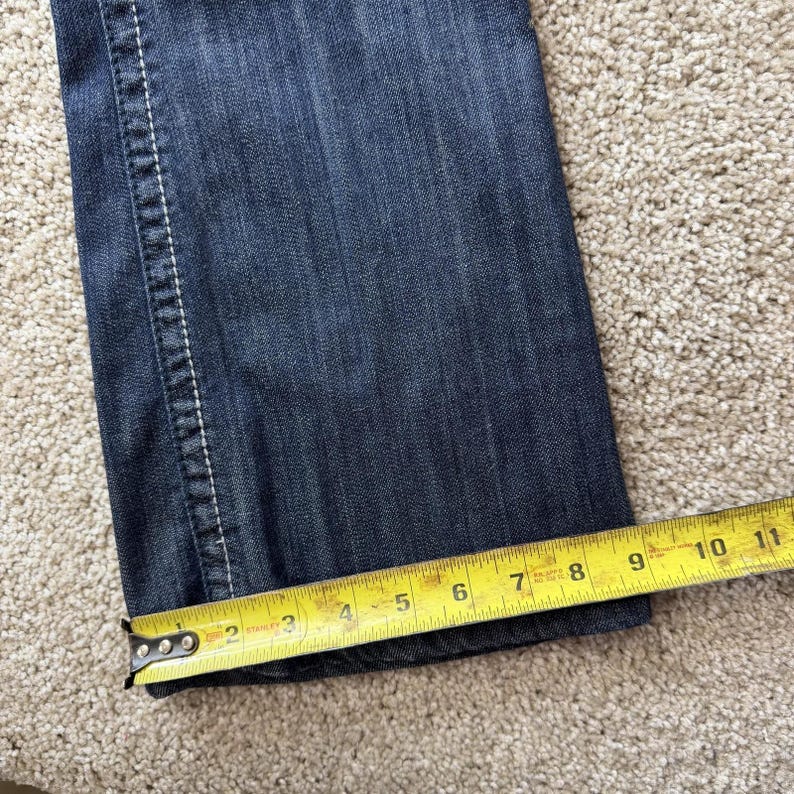 Y2K Seven7 Bootcut Jeans Women 8 Med Wash Blue Stretch Denim Embroidered Pockets image 10