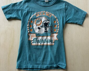 Vintage 80s Miami Dolphins Womens XS NFL Football Short Sleeve Helmet Baby Tee