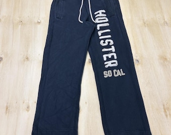 Pantaloni della tuta Y2K Hollister da donna XS blu in pile, gamba dritta, coulisse, So Cal