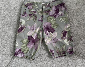 Y2K Jamaica Bay-short dames 8 bloemen popeline bermuda capri trekkoord zomer