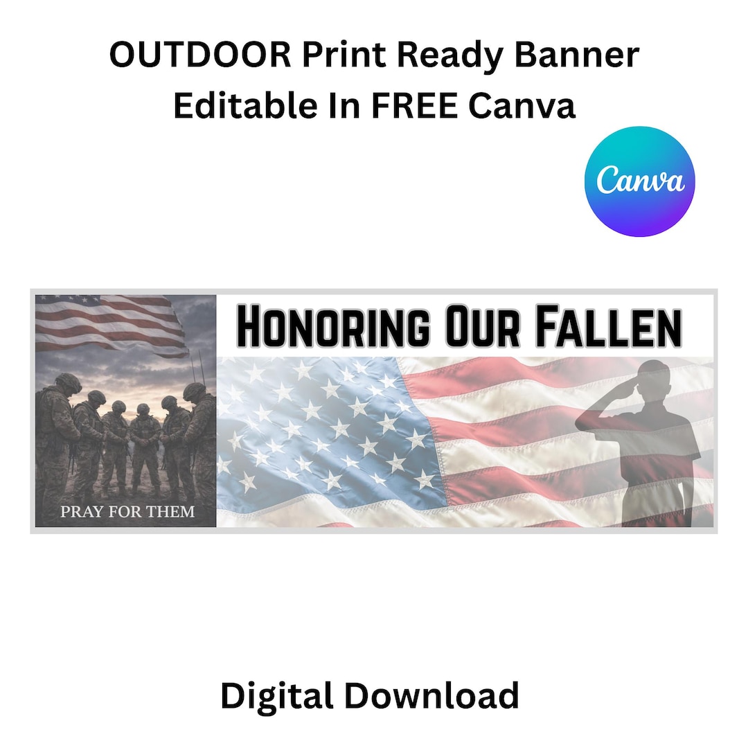 Memorial Day Banner Template 2x6 Outdoor- Honor Our Heroes Patriotic ...