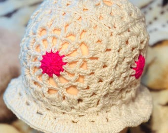 Handmade Crochet Flower Bucket Hat