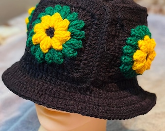 Handmade Crochet Jamaican-Inspired Bucket Hat