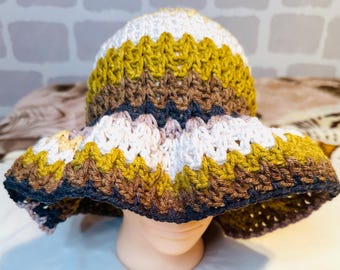 Handmade Crochet Wide Brim Bucket Hat